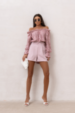 Bluzka hiszpanka MIA koronka - Brudny róż - obrazek 2